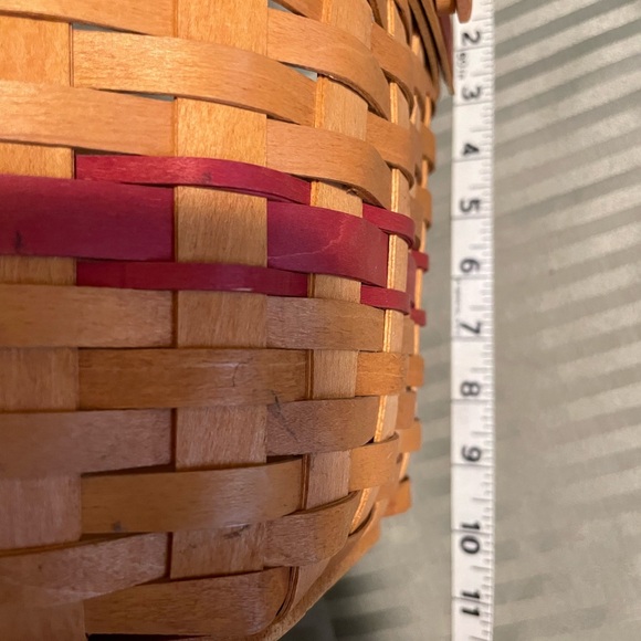 Longaberger Woven Basket with Red and Tan Accents - Picture 13 of 14